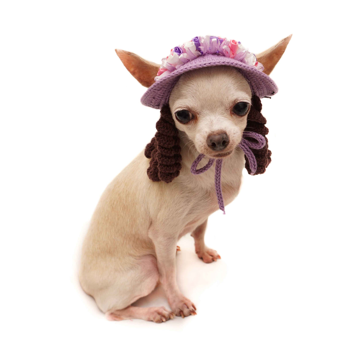 Purple Flower Hat Wig