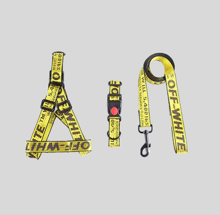 Woof-White Leash, Collar, and Body Harness Set