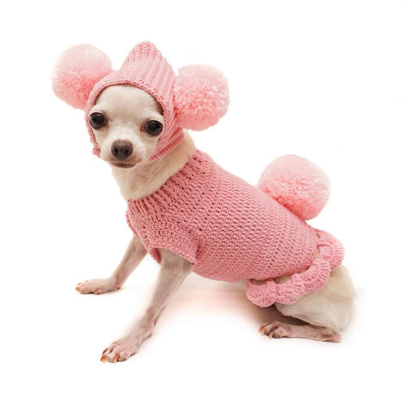 Crochet Bunny 2 Piece Dog Outfit - Pink