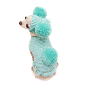 Crochet Bunny 2 Piece Dog Outfit - Light Teal