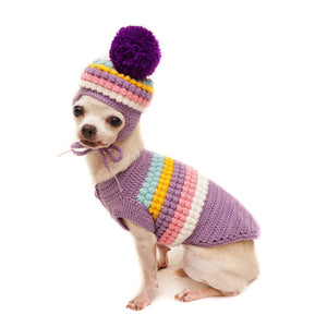 Lavender Dream Sweater with Pom Pom Hat