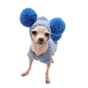Crochet Bunny 2 Piece Dog Outfit - Blue