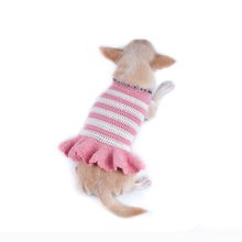 Load image into Gallery viewer, Pink and White Sweater Skirt with Necklace