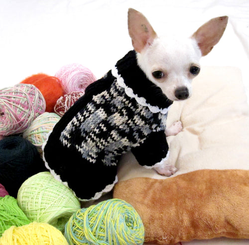 Black and White Knitted Dog Sweater Dress