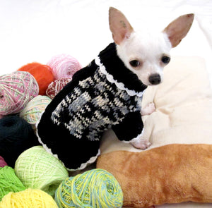 Black and White Knitted Dog Sweater Dress