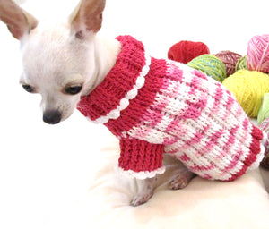 Pink and White Turtle Neck Sweater