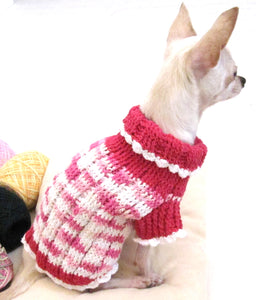 Pink and White Turtle Neck Sweater