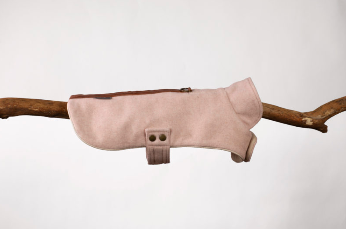 Pink Herringbone Tweed Cape Jacket